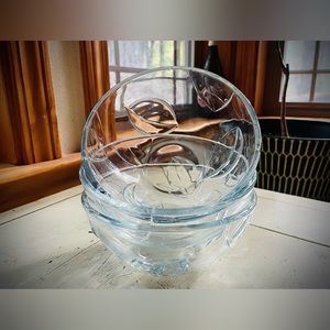 SOLD! 2 Leaf Pattern Clear Glass Bowls